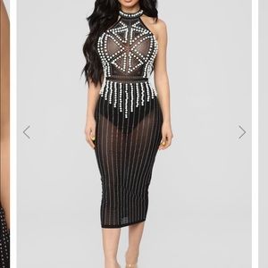 Fashion nova  diamonds and pearls mesh dress